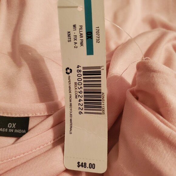 𝅺new Directions Pink Asymmetrical Foil Trim Jersey Tunic Top Plus Size 0X NWT - Picture 7 of 8